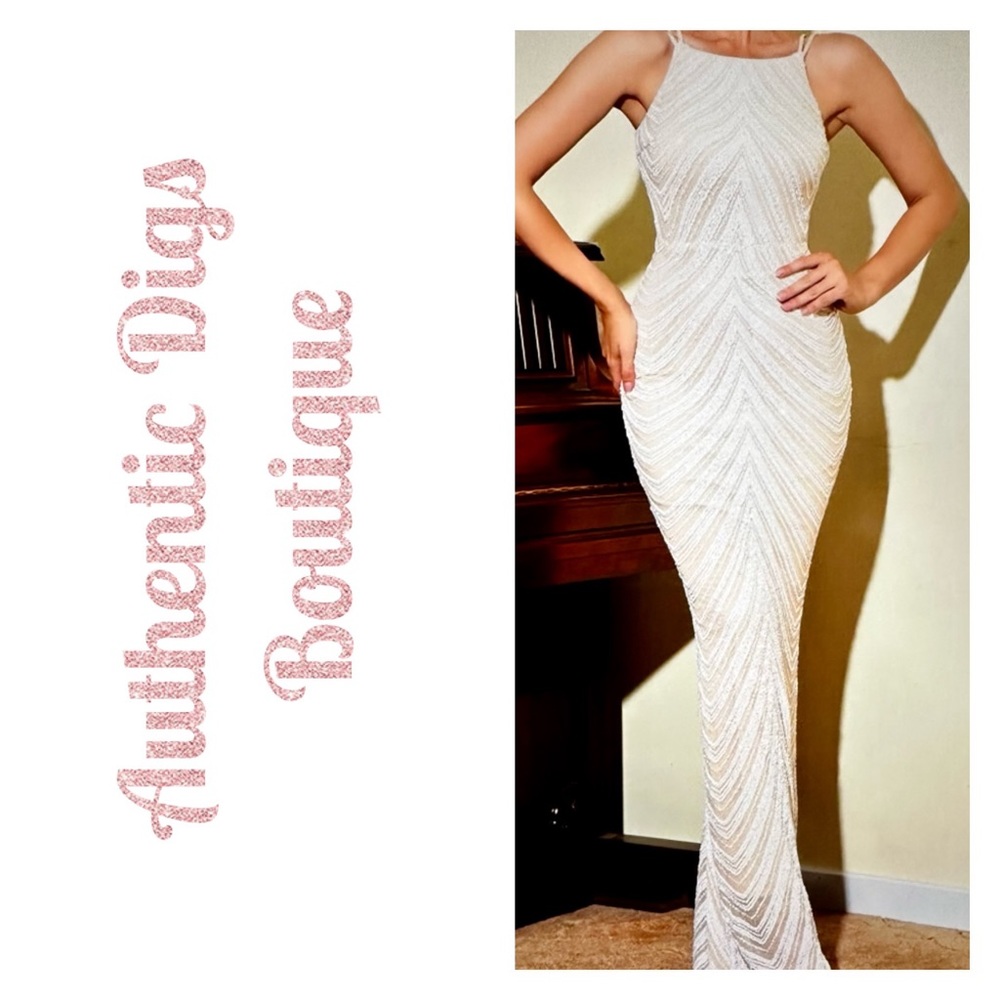 White mermaid style formal dress